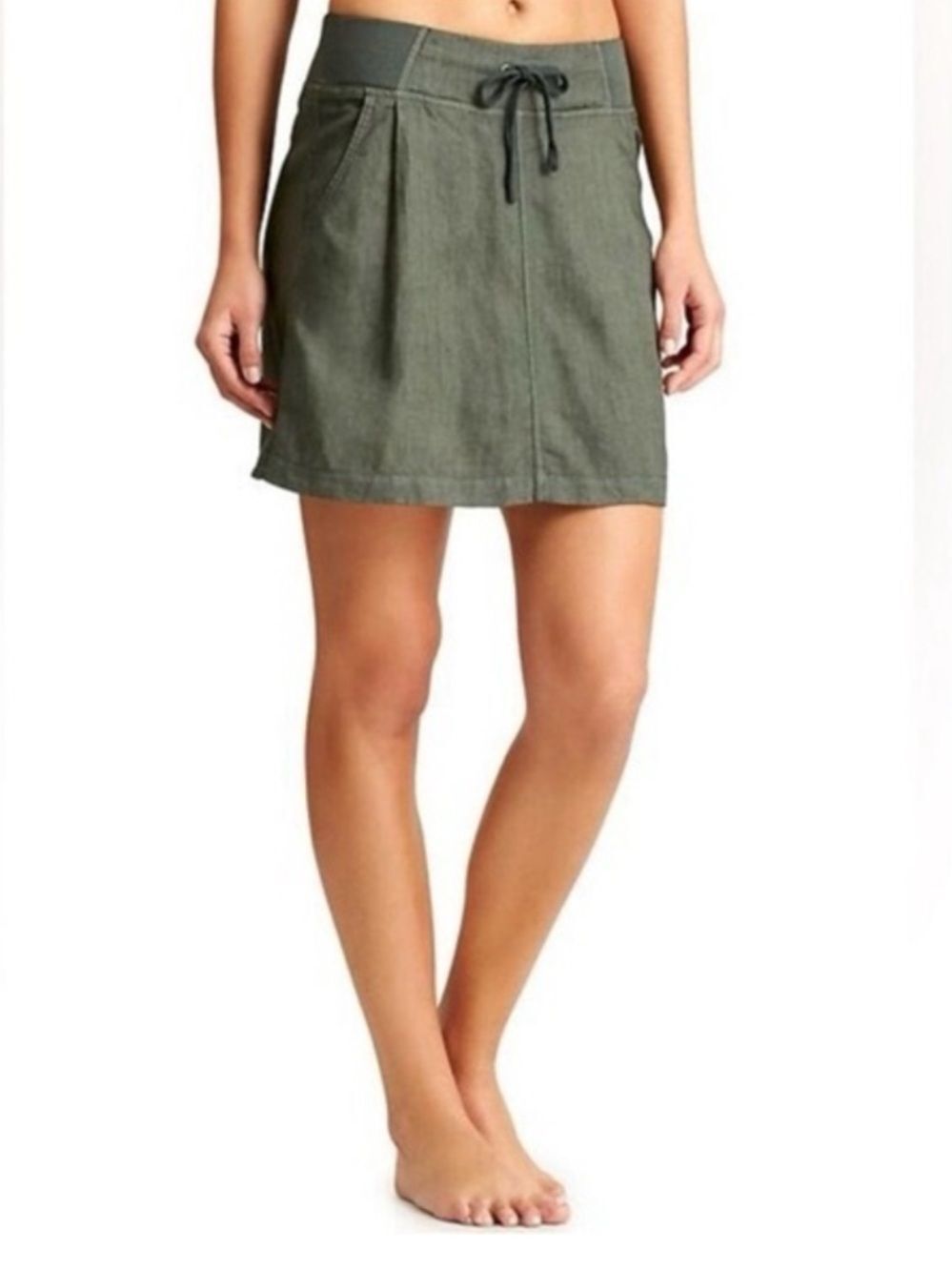 Athleta Seline Linen Skirt in Jasper Green Olive Size 6 Drawstring